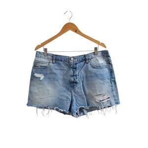 BDG High Rise Distressed Light Wash Denim Shorts Size 34